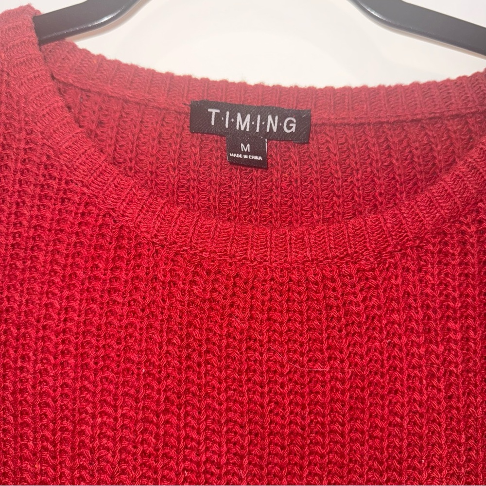 Forever 21 Red Embroidered Flower Crewneck Sweater - Picture 3 of 4